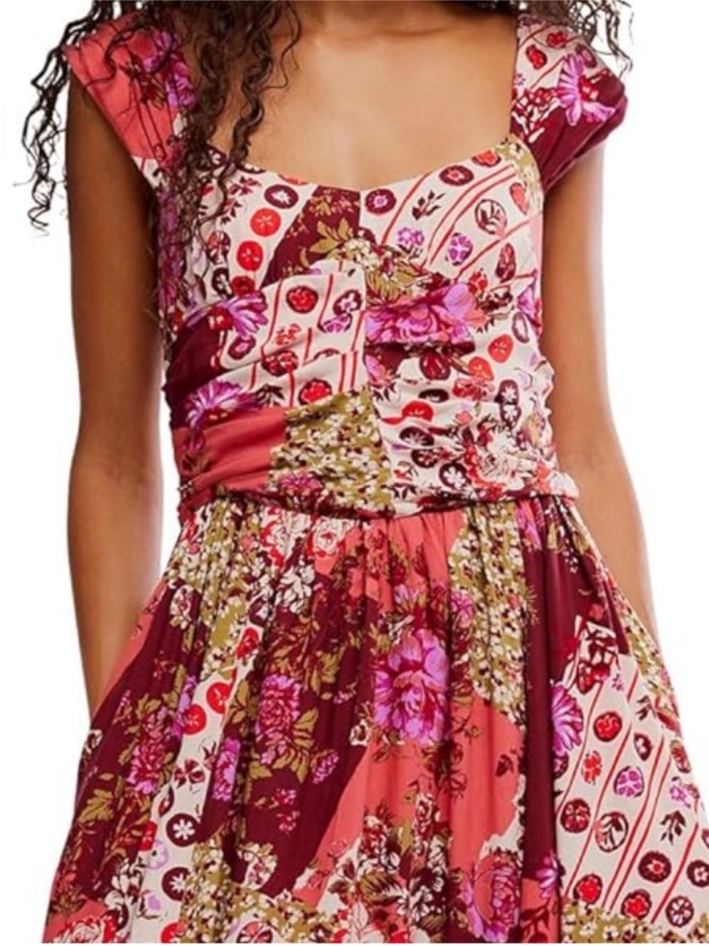 🆕 Free People Maxi Dress Boho Strawberry Patch Pockets Hippie Bohemian Loose XL - Picture 2 of 5